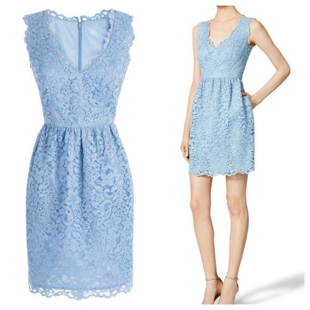 Shoshanna Blue Sheath Dress Sleeveless V-Neck Wedding